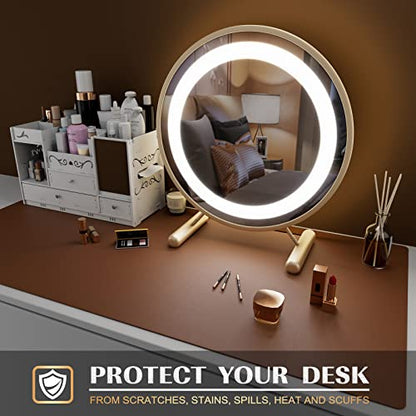 K KNODEL Large Office Leather Desk Mat, Mouse and Keyboard Pad, Computer and Laptop Mat, Desktop Protector and Cover, Writing Pad and Blotter (31.5"x15.7", Brown) - color: Brown, size: 31.5" x 15.7"