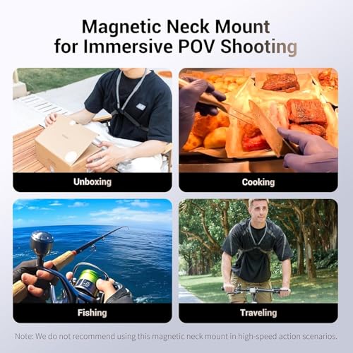Magnetic Neck Mount for Action Camera,Magnetic Necklace Holder with Anti-Vibration Chest Strap & Quick Release,POV/Vlog Selfie Mount for Hero 13/12/11 for Insta360 Ace Pro 2 Osmo 360 Action 5Pro/4/3 - size: Black for Action Camera(Only)