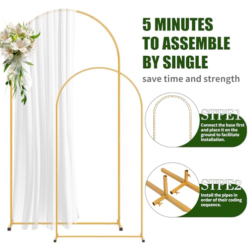 2 Pack Arch Backdrop Stand and Cover Set (7.2FT/6FT), Balloon Arch Stand, Metal Background Arch Stand, Backdrop Arch Frame, Wedding Arch for Backdrop (White Cover) - color: Arch with White Cover-(7.2FT/6FT)