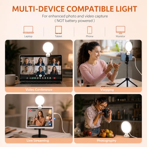 Full Screen Ring Light, 60 LED Video Conference Lighting with 3 Light Modes & Adjustable Brightness, Anti-Glare Clip-On Fill Light for Laptop/PC/Mac, Zoom Calls, Live Streaming, Selfie, TikTok