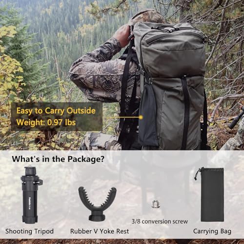 Portable Shooting Rest Tripod Rifle Stand for Range, 360 Rotation V Yoke Holder - Lightweight Bench Rest for Target Shooting, Hunting and Outdoor Activities - size: 11-21" Black