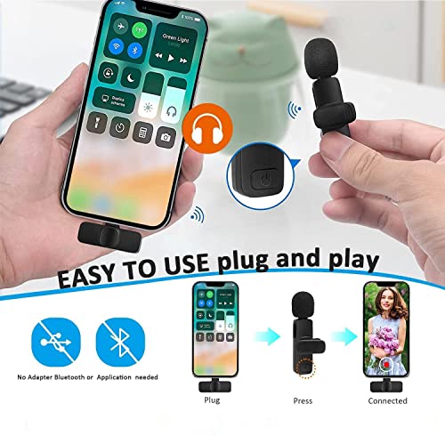 KASHEVI Wireless Lavalier Microphone for iPhone 14 Below - Mini Phone Microphones for Video Recording - 2 Clip on Lav Mic for YouTube Interview Vlog