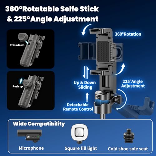 Selfie Sticks for iPhone, 4-in-1 Multi-Functional Phone Tripod with Remote Control, Pocket-Sized Mini Selfie Stick, Suitable for Photography, Live Streaming, Outdoor Travel Essentials - style: Clamp
