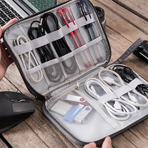 Organizer Case Small Electronic Devices USB Charger Accessories Mouse Phone Cable SD Power Bank Earphone - color: Medium-Grey