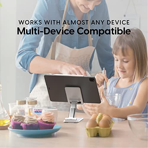 TALK WORKS Adjustable Cell Phone Desk Mount Compatible w/ iPhone 13/14 Series - Flexible Stand for Office, Home, Tabletop (White) - color: White