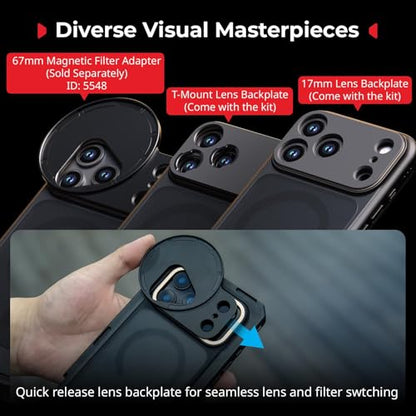 SMALLRIG Mobile Video Cage for iPhone 17 Pro Max, Flagship Edition | with Phone Case/TPU Soft Frame/T-Mount/ 17mm Threaded Lens Backplate, for Videography Recording Vlog - style: Flagship Cage