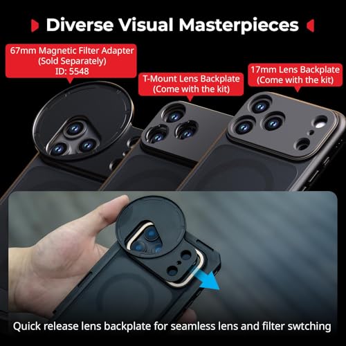 SMALLRIG Mobile Video Cage for iPhone 17 Pro Max, Flagship Edition | with Phone Case/TPU Soft Frame/T-Mount/ 17mm Threaded Lens Backplate, for Videography Recording Vlog - style: Flagship Cage