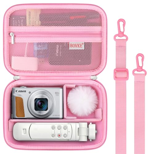 BOVKE Carrying Case for Canon G7X Mark III Mark II, PowerShot SX740 SX730, Sony ZV-1 II/ZV-1F Compact 4K Vlogging Digital Camera Travel Storage Bag for Tripod Microphone Cameras Accessory, Pink - color: Pink
