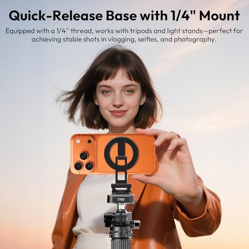 ULANZI SK29 Magnetic Phone Tripod, Foldable Mini Tripod Mount with MagSafe Phone Holder, Aluminium Cell Phone Stand with 1/4”, Arca Uka Base, Travel Vlog Essentials for iPhone 17/16/15/14/13/12