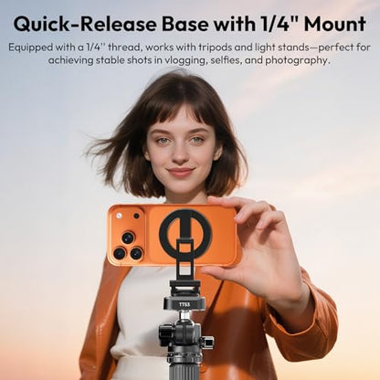 ULANZI SK29 Magnetic Phone Tripod, Foldable Mini Tripod Mount with MagSafe Phone Holder, Aluminium Cell Phone Stand with 1/4”, Arca Uka Base, Travel Vlog Essentials for iPhone 17/16/15/14/13/12