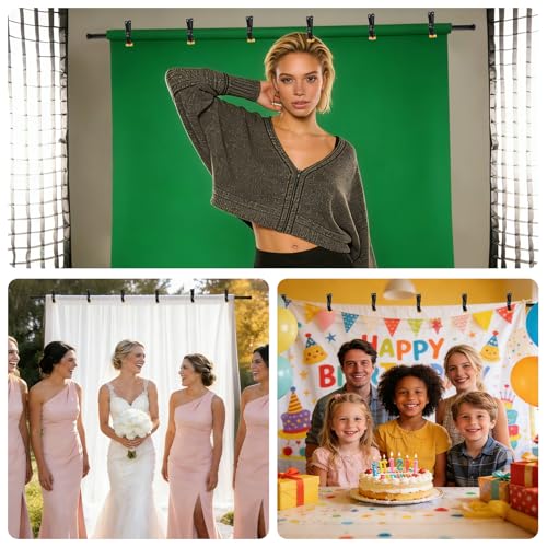 8x5 ft Adjustable Green Screen Backdrop Kit with Stand, Photo Background Support System for Video Streaming, Photography, Studio, Parties, Events - size: 5x8 ft