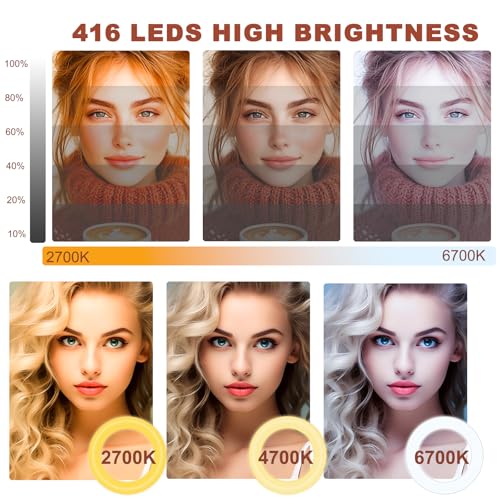 Ring Light 18" with Stand, 55w 6700K LED Light,63" Tripod,Multi-Angle Adjustable Phone Stand, for iPhone and Android Phones, CRI95, Suitable for YouTube, TikTok, Selfies (Black, 18") - color: black