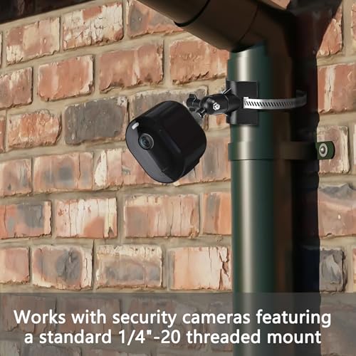Universal Adjustable Stainless Mount Bracket Outdoor Security Camera 360 Degree Hoop Hose Clamp Pipe Poles Mount No-Drill Holes Compatible with Reolink/Nest/Arlo/Eufy/Wyze and Other Camera (Black) - color: Black