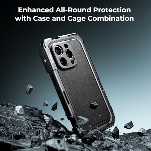SmallRig Mobile Video Cage for iPhone 16 Pro, Phone Cage with Phone Case with T-Mount Lens Backplate, Support for MagSafe, Quick Release Video Rig for Videography Video Recording Vlog