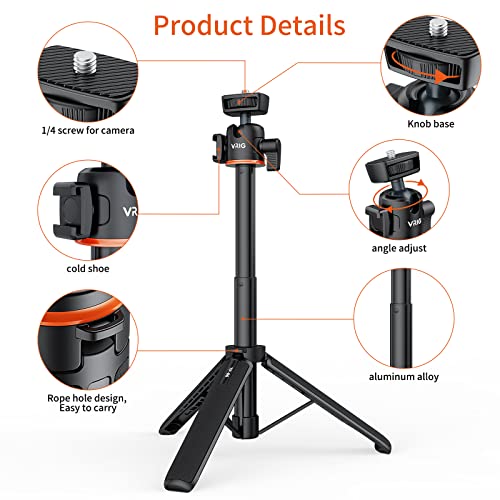 VRIG 21.6" Extension Pole Tripod for DJI Osmo Pocket 4/3,Insta360 Luna Ultra, Mini Selfie Stick Tripod Stand Handle Grip for Insta360 X5,Xtra Muse Webcam Canon G7X Mark III Sony Cameras Vlogging - color: A0031