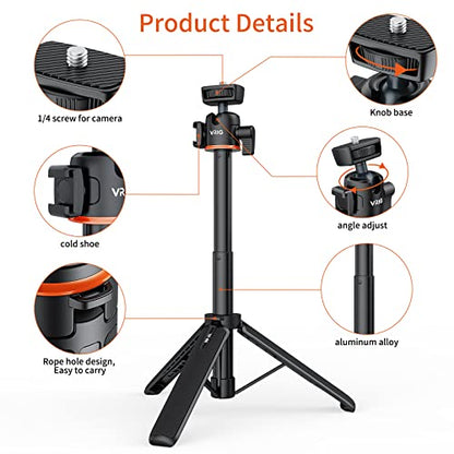 VRIG 21.6" Extension Pole Tripod for DJI Osmo Pocket 4/3,Insta360 Luna Ultra, Mini Selfie Stick Tripod Stand Handle Grip for Insta360 X5,Xtra Muse Webcam Canon G7X Mark III Sony Cameras Vlogging - color: A0031