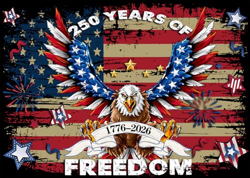 7x5 FT 250 Anniversary USA Banner Backdrop Red Blue 250 Years America Background for 250Th Anniversary USA Theme 4Th of July Independence Day Home Garden Outdoor Party Decorations Supplies - color: 250 Backdrop-2