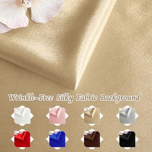 RUDONG M Satin Photography Backdrop, Beige, 3.3x2.5ft | Wrinkle-Free, Silky Fabric, For Jewelry/Cosmetics/Flat Lay/Studio, 100x75cm - color: Beige