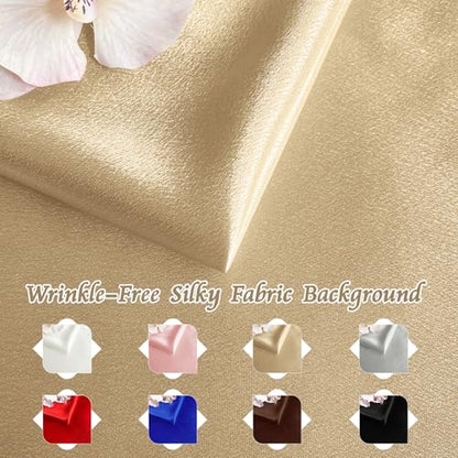 RUDONG M Satin Photography Backdrop, Beige, 3.3x2.5ft | Wrinkle-Free, Silky Fabric, For Jewelry/Cosmetics/Flat Lay/Studio, 100x75cm - color: Beige
