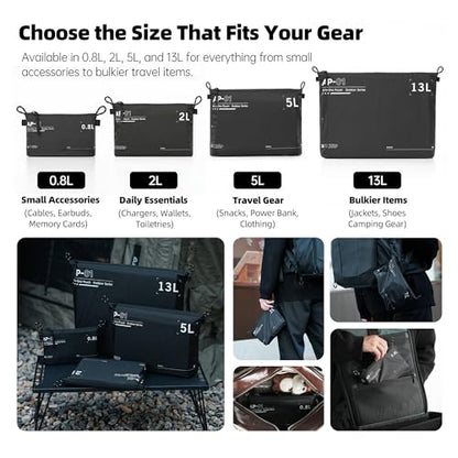 AMBITFUL AP-01 Water-Resistant Organizer Pouch, Ultra-Light Travel Storage Bag for Camera Accessories, Cables, Toiletries and Outdoor Gear (L（5L）) - size: L（5L）