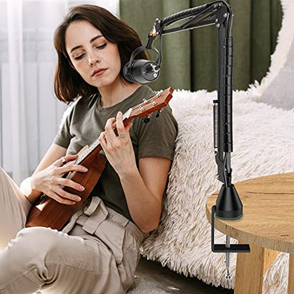 YOUSHARES Table Mount Clamp for Mic - Boom Arm Clamp for Microphone Arm Stand with Adjustable Screw, the Maximum Gap is 6cm/2.36 inch - color: Green