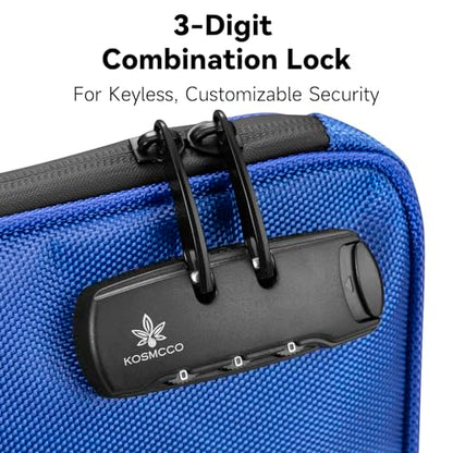 KOSMCCO Beach Locking Bag, Portable Safe, 9x7.5 Inch, Blue | Anti-Theft Design, Security Cable Included, Holds Phone Wallet and Keys, Ideal for Beach Pool Cruise and Travel - color: Blue