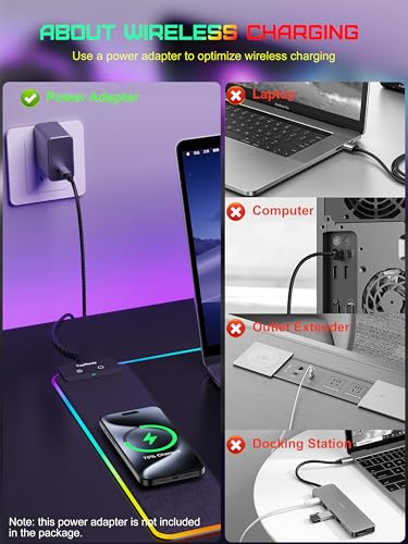 TopMade Mouse Pad with Wireless Charging, 31.5" x 11.81" Large Desk Mat RGB Gaming Mousepad, LED Desk Pad Keyboard Pad with Ultra-Smooth Surface & Non-Slip Rubber Base, Waterproof Desk Pad - color: RGB-31.5"x11.8"