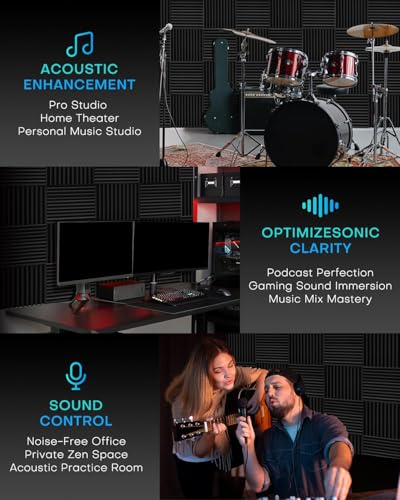 52 Pack Acoustic Foam Panels, 1 X 12 X 12 Inches Sound Proof Foam Panels for Walls, High Density Acoustic Panels Sound Absorbing, White Noise Cancelling Studio Wedges (NOT INCLUDE ADHESIVE) - size: 52Packs All White