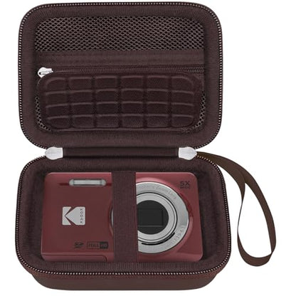 Elonbo Camera Carrying Case for KODAK PIXPRO FZ55/ FZ45/ FZ53/ FZ43 16MP Digital Camera, KODAK PIXPRO Camera Storage Holder Travel Bag, Mesh Bag Fits Batteries Cable Memory Card Card Reader, Brown - color: Brown