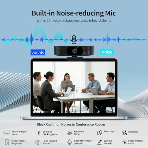 1080P Wireless Webcam for PC, Webcam with Noise-reducing Mic, 92°FOV，360° Rotation, Plug and Play, Wireless Camera Works with Skype, Zoom for Conference meetings, video calls (USB-powered Version) - color: Black