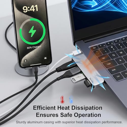 Left Side USB 3.0 Hub, 4-Port Cable-Free USB Splitter for Laptop, Direct-Plug Design, Compatible with MacBook, Laptops, Desktop, Surface, Flash Drive, HDD and USB More - color: Silvery(Left)