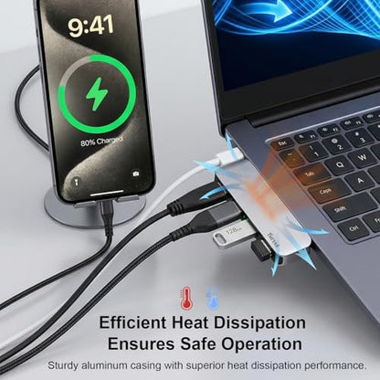 Left Side USB 3.0 Hub, 4-Port Cable-Free USB Splitter for Laptop, Direct-Plug Design, Compatible with MacBook, Laptops, Desktop, Surface, Flash Drive, HDD and USB More - color: Silvery(Left)