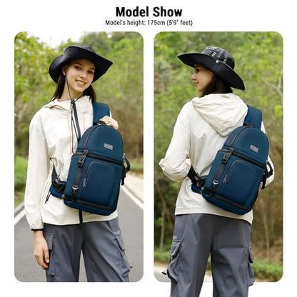 MOSISO Camera Sling Bag, DSLR/SLR/Mirrorless Camera Case Shockproof Photography Camera Backpack with Tripod Holder & Removable Modular Inserts Compatible with Canon/Nikon/Sony/Fuji, Deep Teal - color: Deep Teal