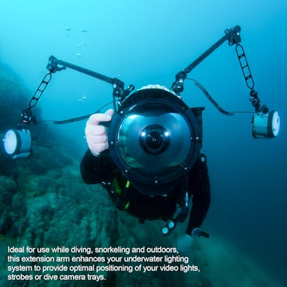 2Pcs 1" Ball to YS Head Adapter with 9'' Extension Arm Aluminum Alloy Underwater Dual Ball Arm for Strobe/Video Light/Diving Camera Tray, Waterproof and Rustproof