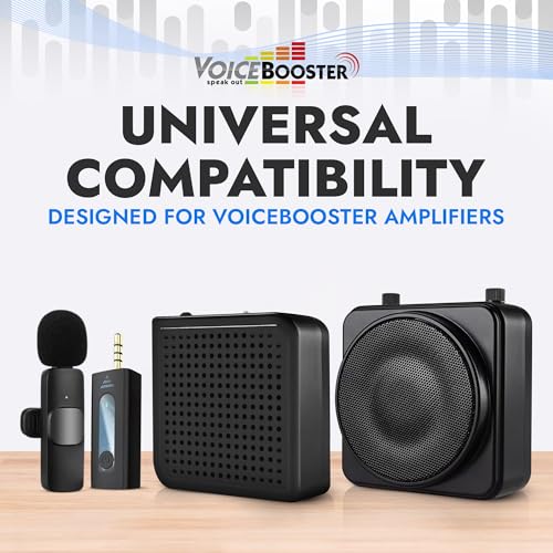 Voicebooster K35 Pro Wireless Lavalier Microphone, Plug & Play Clip on Lapel Mic - 3.5mm Plug for iPhone, Android, Voice Amplifier - Noise Cancelling Mini Microphone for Podcast, Interview & Vlogging