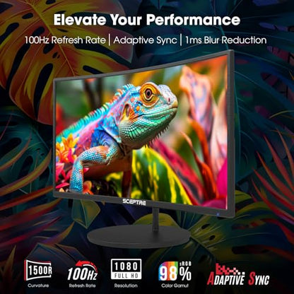 New! Sceptre Curved 27-inch Gaming Monitor 100Hz 1080p R1500 98% sRGB HDMI x2 VGA Build-in Speakers, VESA Wall Mount Machine Black 2026 (C275W-1920RN Series) - style: 27" Curved Gaming 2025