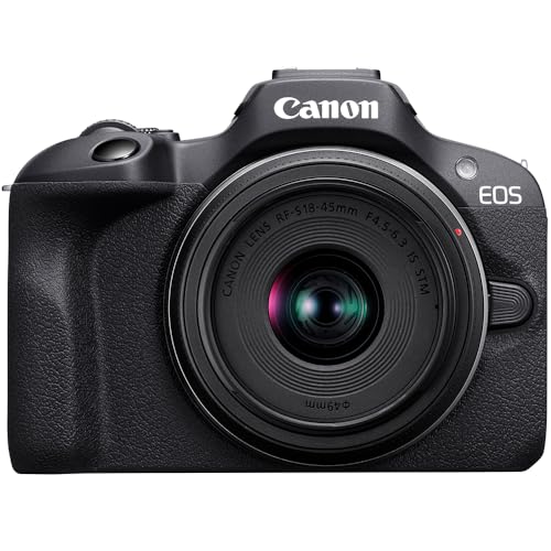 Canon EOS R100 Mirrorless Camera Two-Lens Bundle | RF-S 18-45mm + RF 75-300mm Lenses | 128GB Card & Editing Software | Canon USA Warranty | Authorized Dealer - color: Black