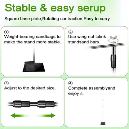 8x5 ft Adjustable Green Screen Backdrop Kit with Stand, Photo Background Support System for Video Streaming, Photography, Studio, Parties, Events - size: 5x8 ft