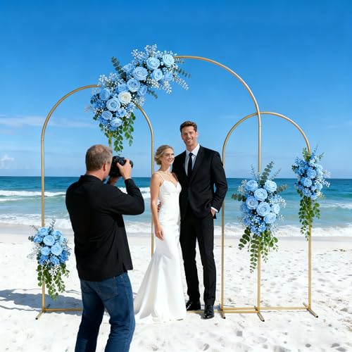 Metal Arch Backdrop Stand 7.2FT+6.6FT+6FT: Wedding Arch Frame for Ceremony Balloon Arch Stand for Birthday Anniversary Wedding Party Baby Shower