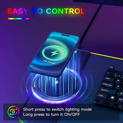 Charging RGB Gaming Mouse Pad - Wireless 15W Mousepad LED Extra Large Mouse Mat 80 * 30cm, 10 Light Modes Gaming Room Accessories, Computer Keyboard Mat Fast Charging Desk Mat for Gaming, Black - size: Large