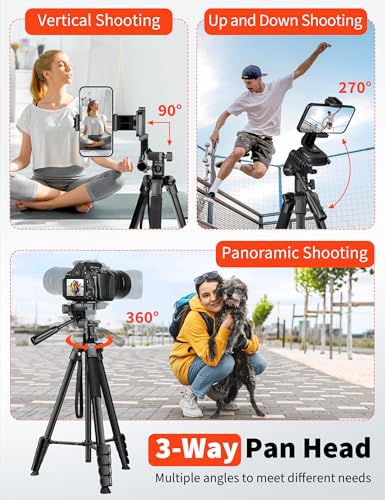 Nineigh 75" Phone Tripod Stand, Overhead Tripod for iPhone with Remote Phone Holder, Aluminum Travel Tripods for Video, Live Streaming & Vlogging, Compatible with iPhone Camera - size: 75 inch