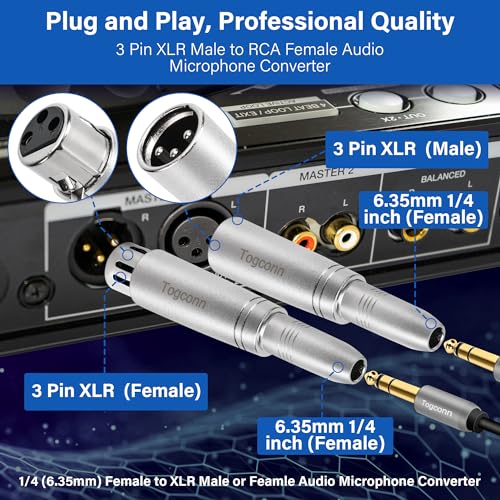 1/4" TRS to XLR Adapter Pack - 2x 1/4" Female to XLR Male/Female Adapters - color: TRS 6.35mm Female to (XLR Male & XLR Female), size: 4 Pack