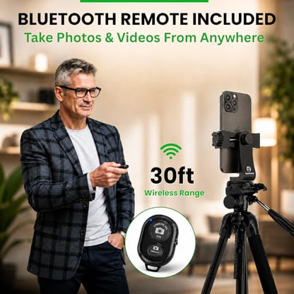 KobraTech iPhone Tripod Mount Adapter - Fits Any Smartphone - Includes Bluetooth Remote Shutter - UniMount 360 Universal Phone Holder for Tripod - size: Standard