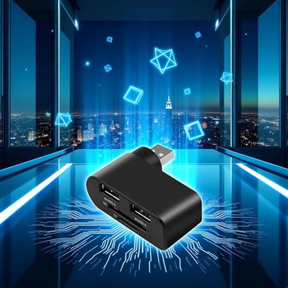 1Pc Black 4 in 1 USB 2.0 Hub Docking Station 1 USB2.0 480Mbps 180 Degrees Rotatable Splitter Card Fast Reader for Laptop Notebook USB Hub Adapter Computer Accessories and Peripherals
