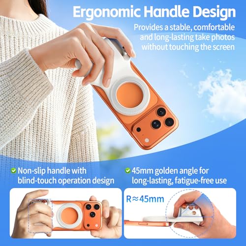 Magnetic Phone Camera Grip,Smartphone Shooting Holder, Selfie Handle Fun Shot Magnetic Grip for iPhone & Android with Wireless Shutter Button, Creator Kit for TikTok/Selfies/Photography/Video - size: Phone Camera Grip no Light