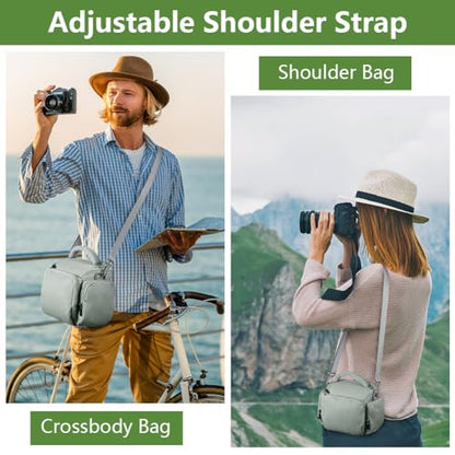 Ainiv DSLR Camera Bag, Waterproof Anti-Shock SLR Camera Case, Large Adjustable Shoulder Strap Camera Backpack, Portable Crossbody Single Shoulder Backpacks Compatible with Canon, Sony, Nikon, Grey - color: Grey