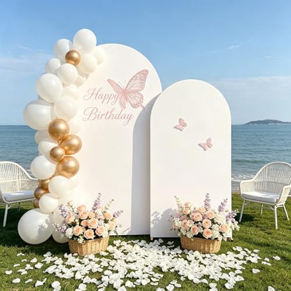 2 Pack Arch Backdrop Stand and Cover Set (7.2FT/6FT), Balloon Arch Stand, Metal Background Arch Stand, Backdrop Arch Frame, Wedding Arch for Backdrop (White Cover) - color: Arch with White Cover-(7.2FT/6FT)