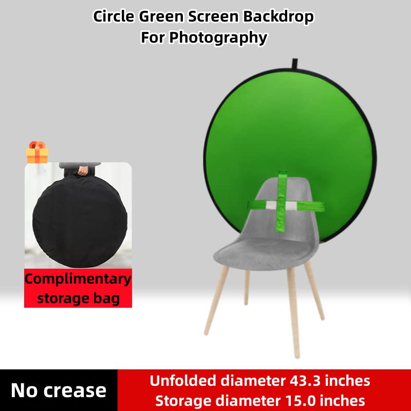 Portable Green Screen Chair 43.3in – Double Sided Foldable Greenscreen Backdrop with Stand, Chroma Key for Streaming Games, Zoom Calls & Photography - size: 43.3×43.3 inches