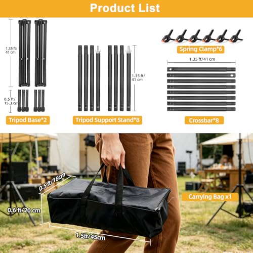 Backdrop Stand 10x7ft(WxH)- 7 Widths Photo Studio Adjustable Background Stand Support kit with Clamps,Carrying Bag for Party, Photo Booth, Banner, Events Decoration, Wedding, Photography