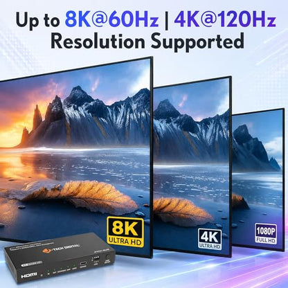 J-Tech Digital 8K HDMI Audio Extractor with eARC ARC 8K 60Hz 4K 120Hz, HDMI to Optical L/R Converter Adapter, HDCP 2.3 HDR CEC EDID [JTECH-8KAE] - size: 8K 60Hz